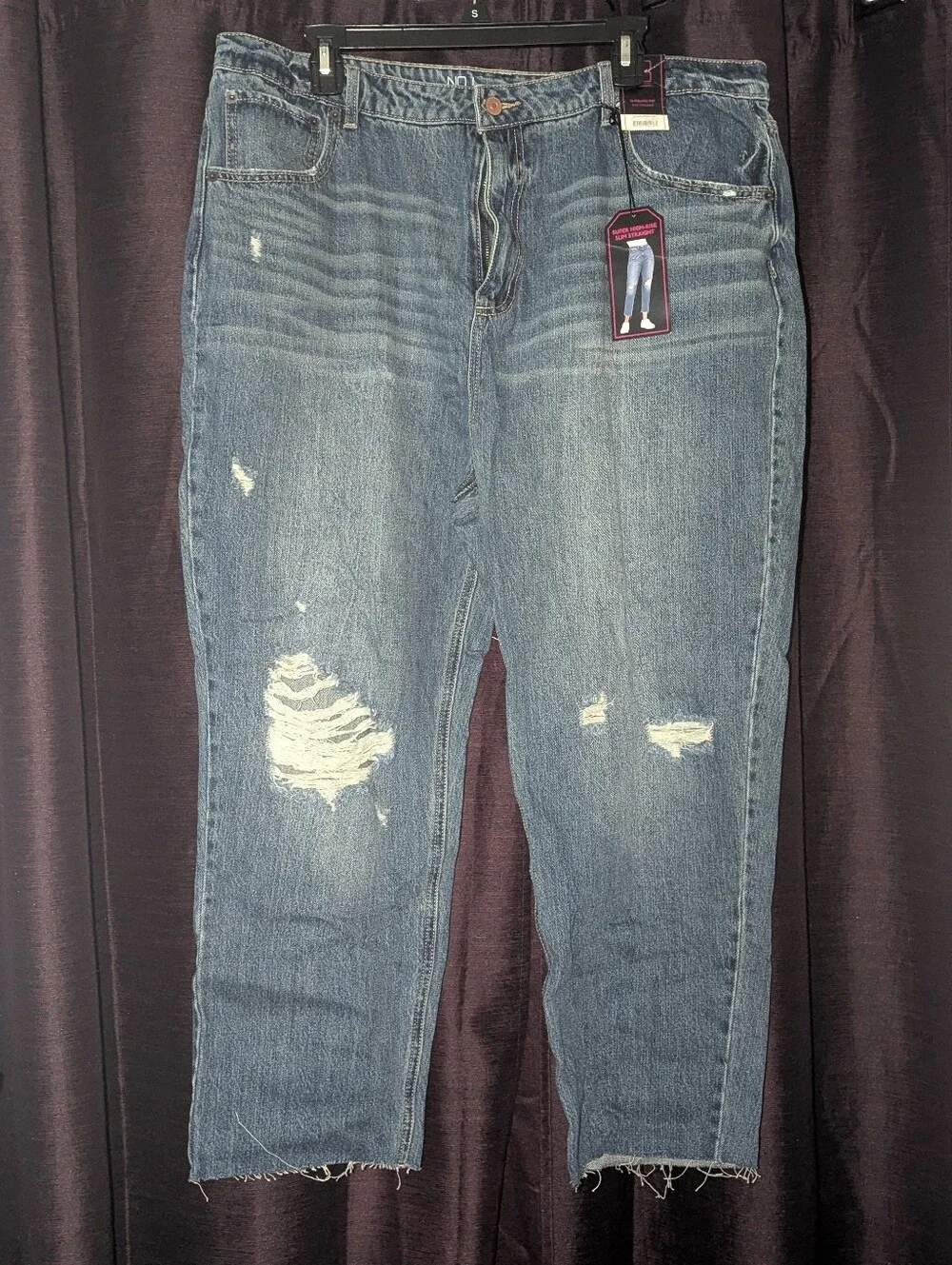 NOBO Distressed Super High Rise Slim Straight Crop Jeans 21